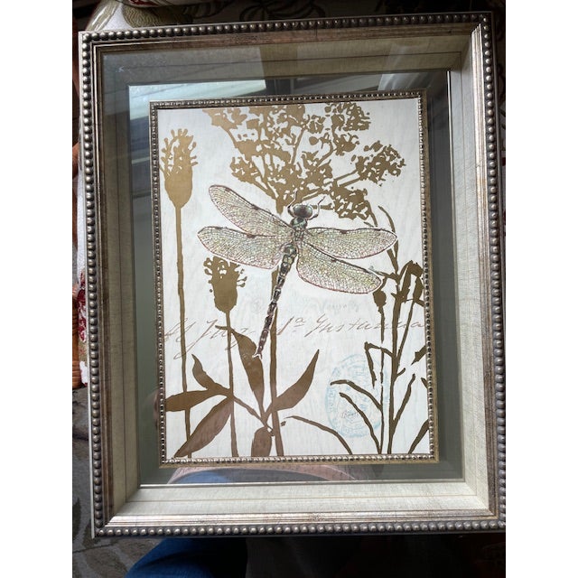 1990s Chad Barrett, Snapdragon Print Mirrored Framed Shadowbox For Sale - Image 11 of 14