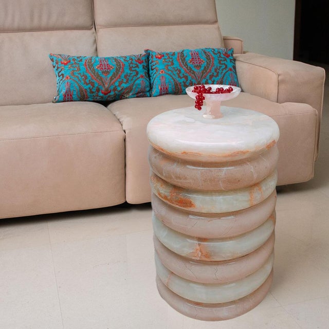 Onyx and Marble Side Table by Forzini For Sale - Image 6 of 8