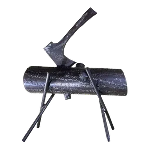 Hand-Forged Steel Sculpture "The Lumberjack's Rest" - Unique Metal Art