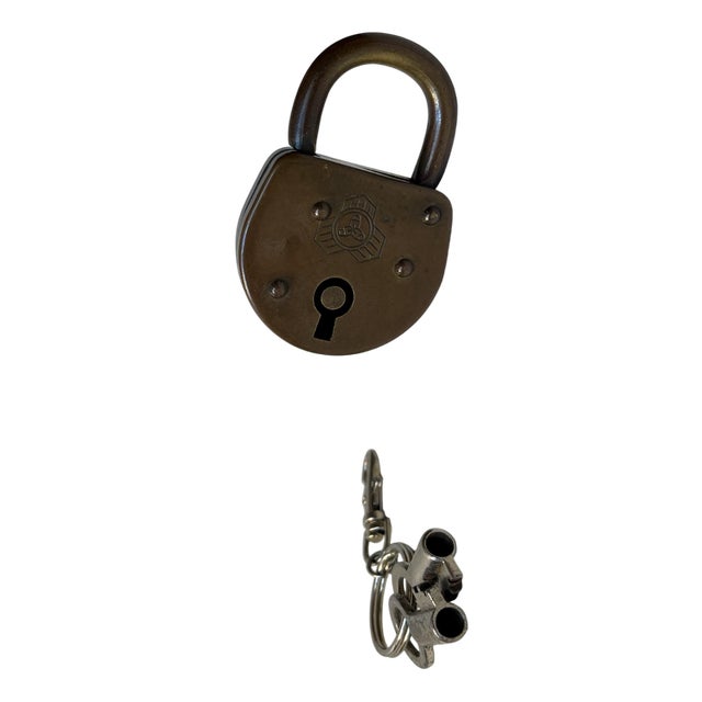 German Tri-Lock Padlock in Brass, 1940s For Sale