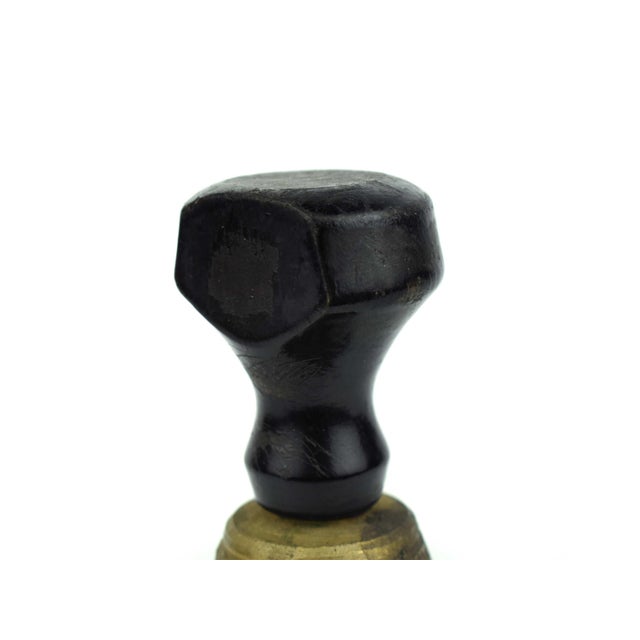 Mid 20th Century Solid Brass Hand School Service Bell With Ebonized Wood Handle For Sale - Image 4 of 5