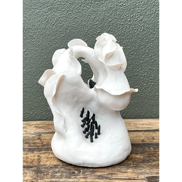 Late 20th Century Vintage Abstract Floral Studio Pottery Vase For Sale - Image 5 of 18
