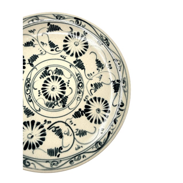 Set of 5 Bat Trang Vietnamese Ceramic Dessert Plates With Hand Painted Blue Floral Motifs For Sale - Image 9 of 10