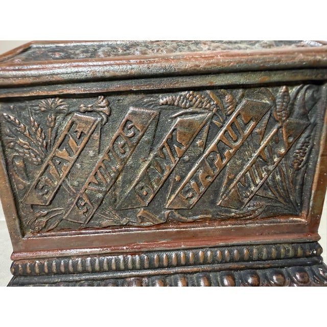 Rare 19th Century Antique Cast Iron State Savings Bank St Paul Minn Still Bank For Sale - Image 11 of 12