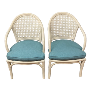 1970s Willow and Reed Henry Olko Cane Back Chairs - Set of 2