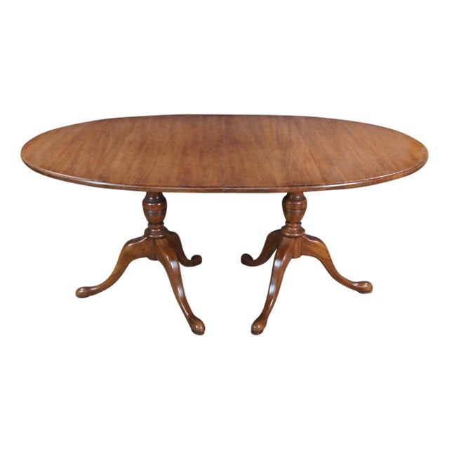 Davis Cabinet Cumberland Valley Queen Anne Walnut Double Pedestal Dining Table For Sale
