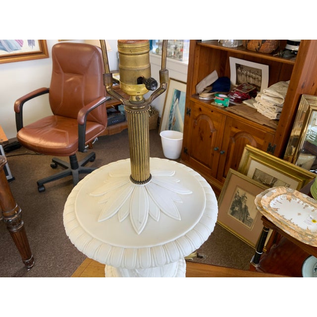 20th century neoclassical style Parin lamp. Figures, acanthus leaves and fluted details design. Base is carrara marble....