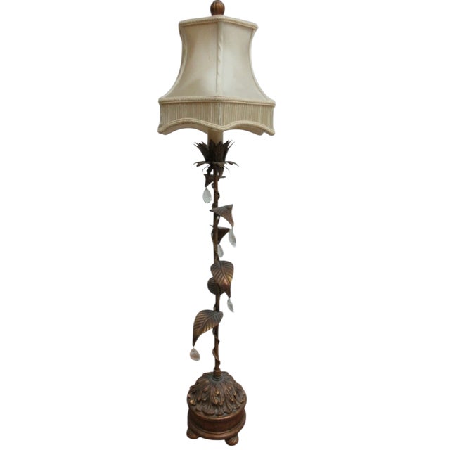 1980s Fine Arts Lamps Gold Gilt Italian Metal Wine Acanthus Table Lamp Light B For Sale - Image 10 of 11