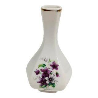 1960s Violet Decorated Porcelain Bud Vase For Sale