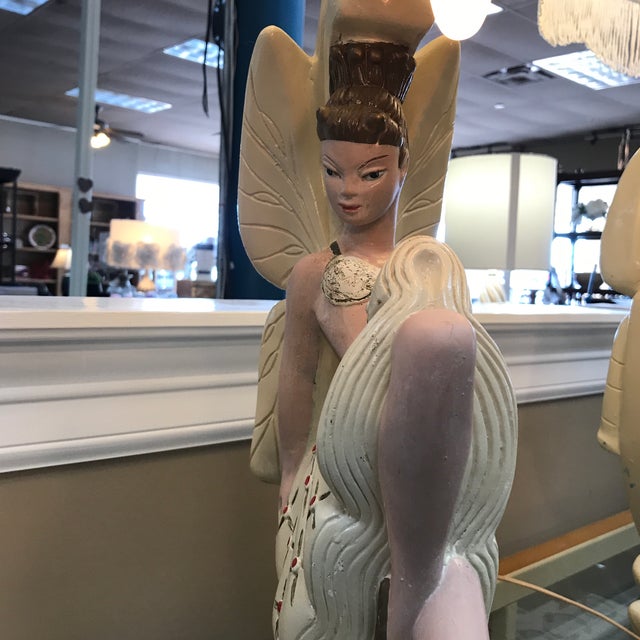 Pair of 1930’s Fairy Chalkware Tv Lamps For Sale - Image 11 of 12