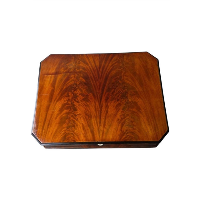 19th C. George IV Partial Ebonized Bookmatched and Carved Mahogany Sewing Stand For Sale - Image 9 of 11