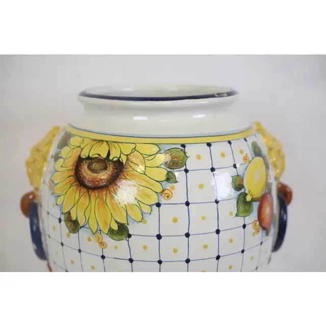Traditional 1990s Vintage Italian Hand-Painted Ceramic Vase For Sale - Image 3 of 11