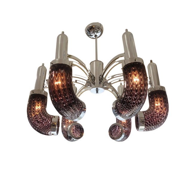 Art Deco Murano Glass Chandelier, Italy, 1980s For Sale - Image 3 of 13