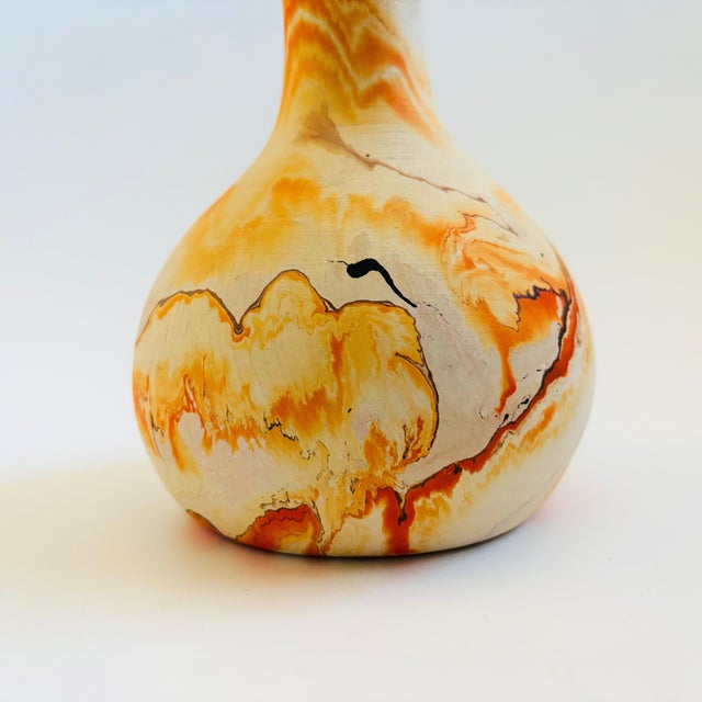 Mid 20th Century Nemadji Pottery Vase - Orange Swirls For Sale - Image 5 of 7