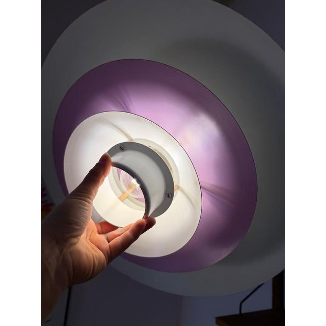 White and Purple Metal Louvered Lamp by Formlight, 1970s For Sale - Image 9 of 11