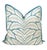 Custom pillows made with co-ordinating aqua linen back and butterfly flange. The linen Aqua Leaf print fabric is on the...