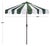 Modern Meze 9 Ft Crank Umbrella, Green Cabana Stripe/Brown Pole For Sale - Image 3 of 9