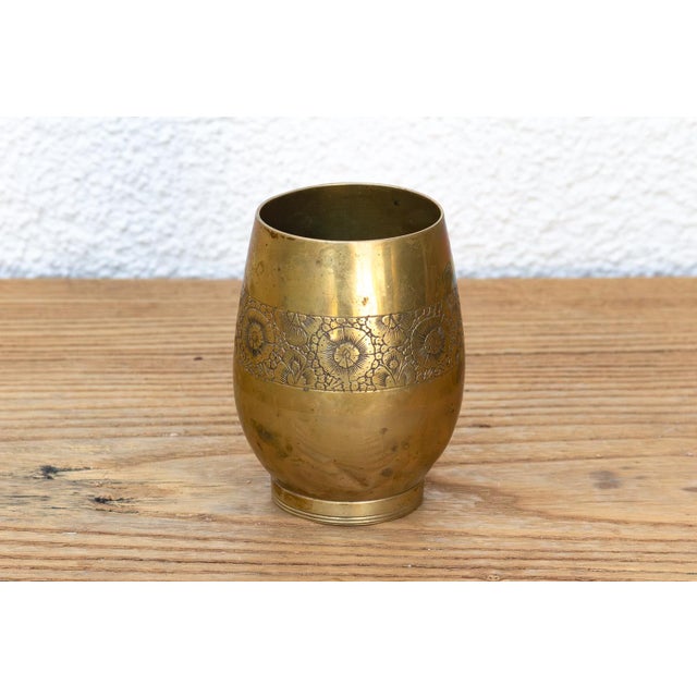 18th Century Kashmiri Brass Floral Engraved Cup For Sale - Image 5 of 8