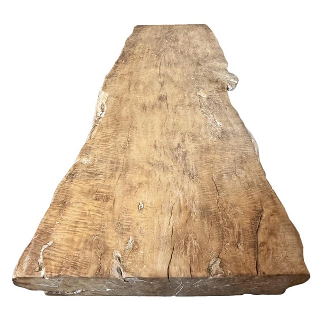 Vintage Natural Edge Slab Lychee Coffee Table Bench For Sale In Los Angeles - Image 6 of 9