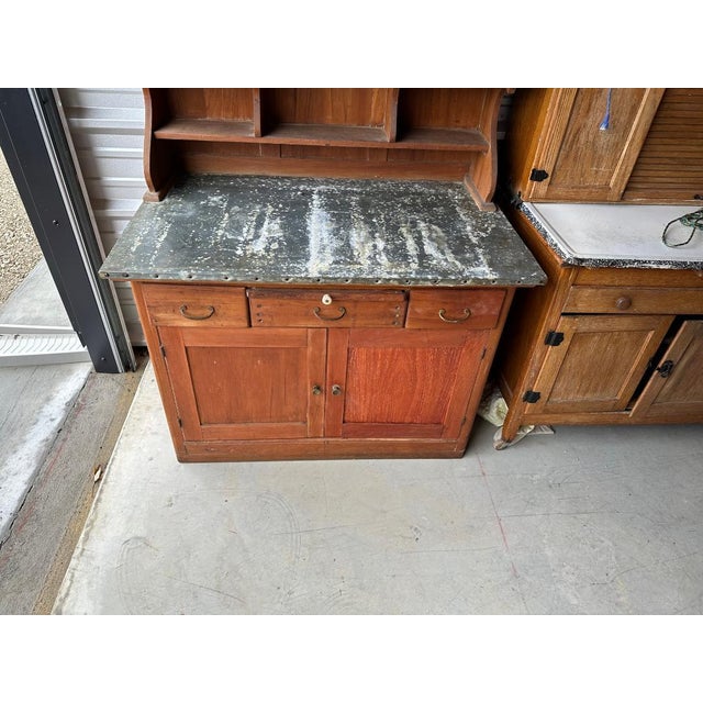 1920s Bakers Rack W/Multiple Compartments and Tin Surface For Sale - Image 10 of 10