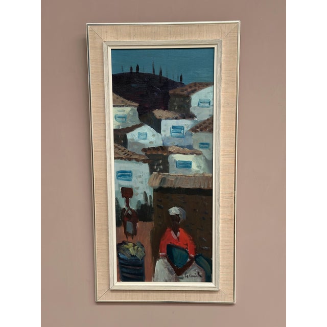 Large Original Swedish Oil on Canvas – “Street Vendor in Turkey” by Tage Gavik – Signed – Vintage & Framed – 83 × 43 cm...