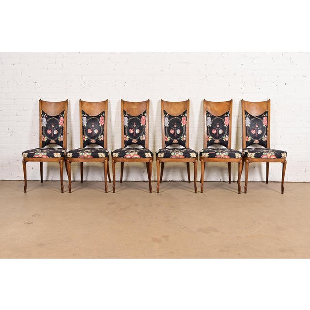 A gorgeous set of six mid-century modern Hollywood Regency dining chairs By William Doezema for Mastercraft USA, 1970s...