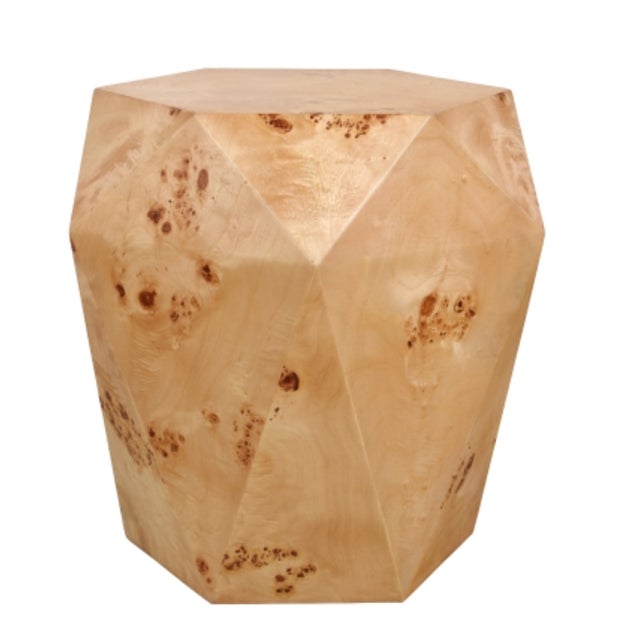 The geometric Side Table in Natural Malva Burl is a striking fusion of organic beauty and modern angles. I'ts faceted...