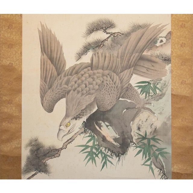 "Eagle" by Imao Keinen, Meiji to Taisho Era Japanese Silk Scroll Painting For Sale - Image 4 of 18