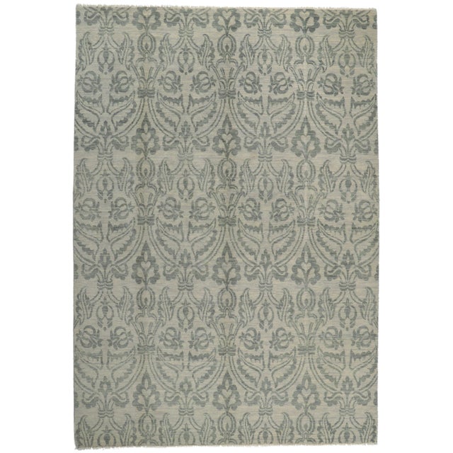 2010s Vintage Earth-Tone Damask Ikat Rug, 9'9 X 14'00 For Sale - Image 10 of 10