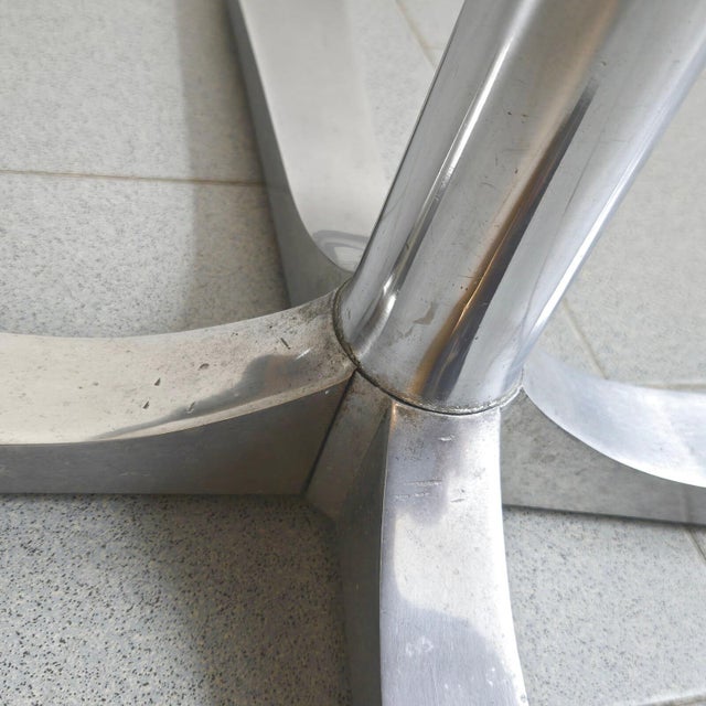 Vintage Swivel Chairs in Black Skirted Leatherette, Brushed Metal and Chrome, 1970s, Set of 4 For Sale - Image 10 of 15