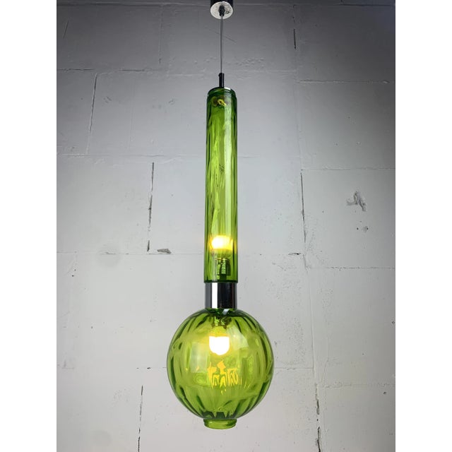 Forest Green Large Mid-Century Green Glass Tube Pendant from Staff Leuchten, 1960s-1970s For Sale - Image 8 of 15