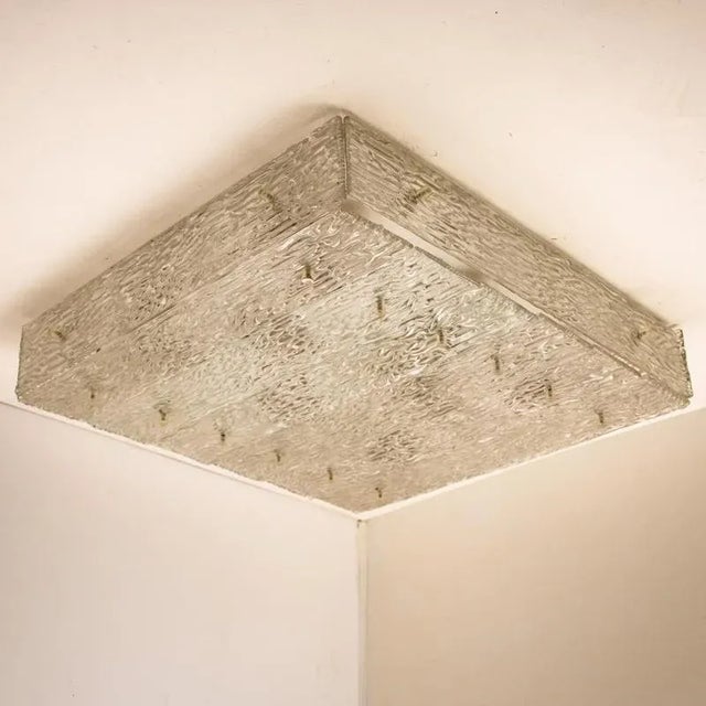 Large Textured Glass Square Flush Mount from Kalmar, Austria, 1960s For Sale - Image 9 of 18