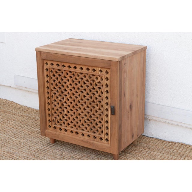 Reclaimed Teak Geometric Jali Nightstand For Sale - Image 4 of 9