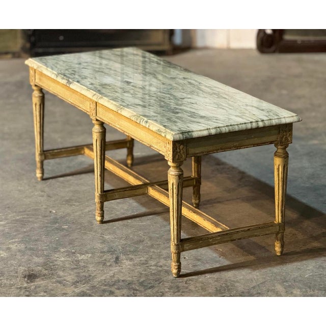 French Coffee Table with Marble Top, 1920s For Sale - Image 16 of 18
