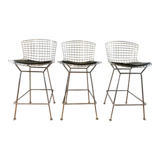 Vintage Mid-Century Modern Knoll Bertoia Counter Stools - Set of 3 For Sale
