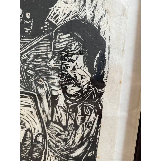 Vintage Abstract Figures Original Woodcut Print For Sale In Los Angeles - Image 6 of 12