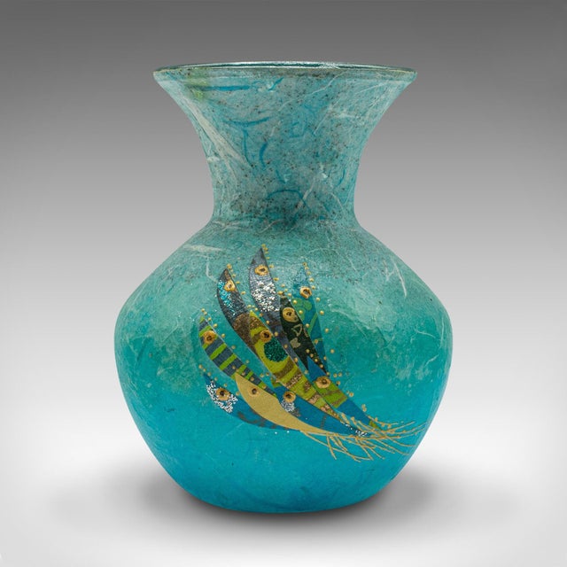 This is a contemporary candle holder. An English, art glass and straw silk votive or posy vase by Margaret Johnson. Superb...