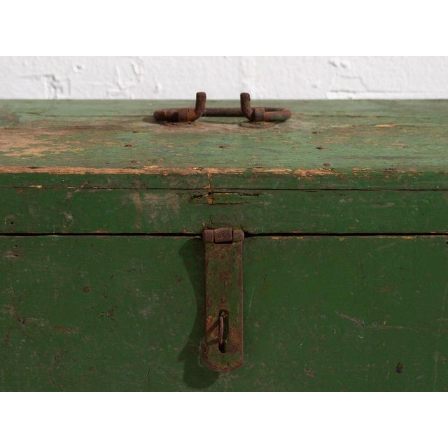 Small Antique Green Wooden Chest, 1910s For Sale - Image 5 of 8