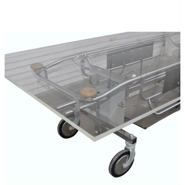 Industrial Unique Stainless Steel & Acrylic Dining Table / Desk, Featured in Architectural Digest For Sale - Image 3 of 3