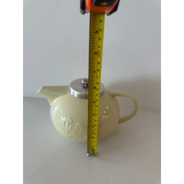 Vintage Villeroy & Boch "The Tisane" Pattern Teapot Embossed Floral Design Cream Color Metal Lid 500 ML For Sale - Image 17 of 17