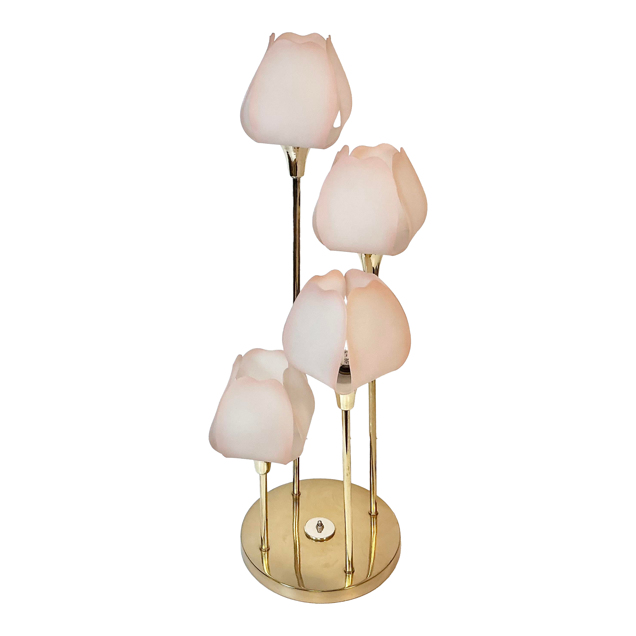 1980s Vintage Hollywood Regency Art Nouveau Tulip Shade Table Lamp
