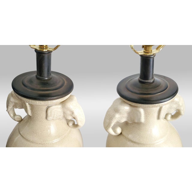 Lamp Pair Maitland Smith Elephants Signed For Sale - Image 9 of 13