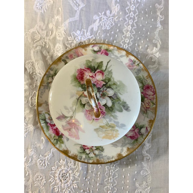 White Vintage Haviland Limoges France Floral Porcelain Butter Dish For Sale - Image 8 of 10