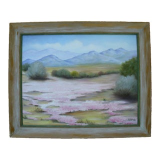 Vintage Impressionist California Desert Landscape Painting Framed For Sale