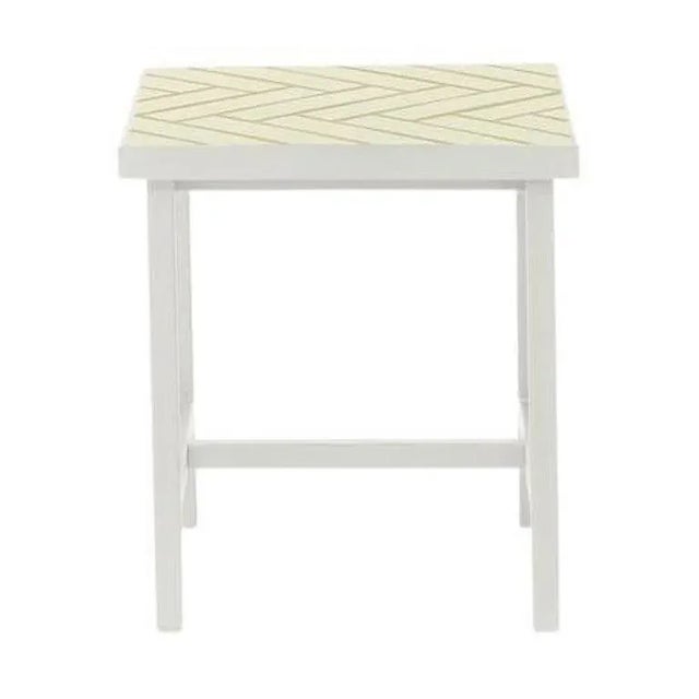Herringbone Tile Side Table in White Steel by Warm Nordic For Sale - Image 4 of 4