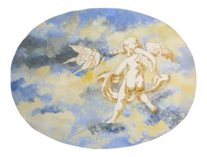 1970's Putti & Peace Dove Painting