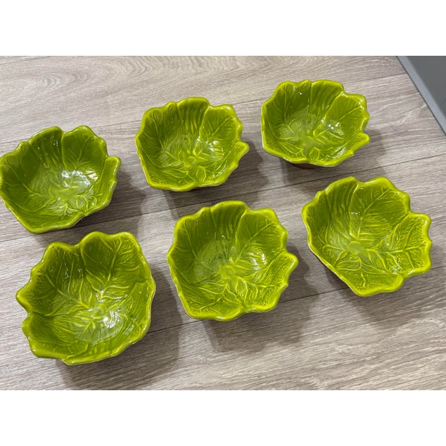 Mid-Century Modern 1960s Mid-Century Modern Sequoia Ware Cabbage Leaf Bowls – Set of 6 For Sale - Image 3 of 7