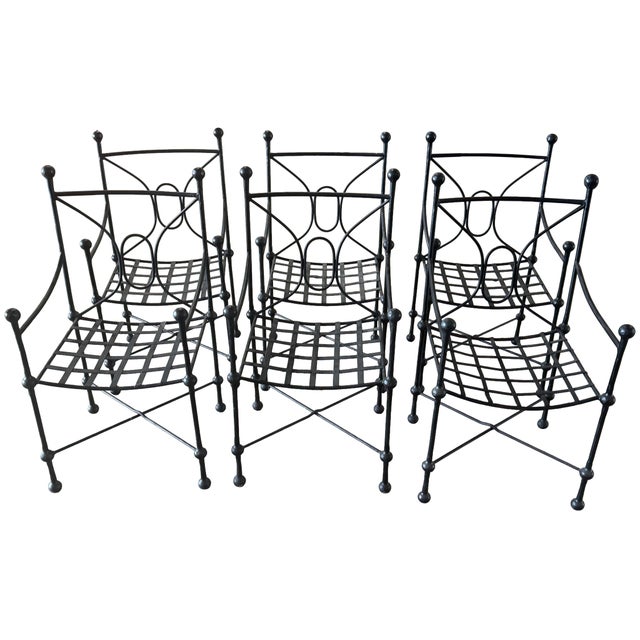 Mario Papperzini Set of Six Italian Wrought Iron Armchairs, Attributed to Mario Papperzini, 1960s For Sale - Image 4 of 18