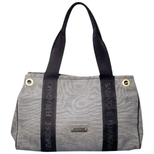 Salvatore Ferragamo Vintage Nautical Striped Navy Canvas Tote