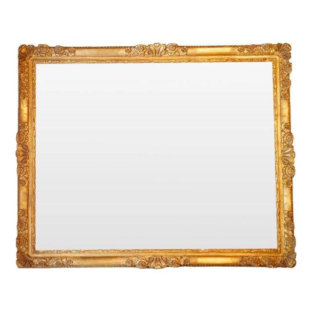 Exceptional French Giltwood Frame Rectangular Shape Hanging Wall Mirror For Sale